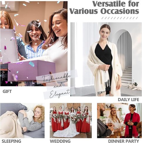 AURUZA Shawls and Wraps for Evening Dresses, Pashmina Shawls for Wedding Party, Softable Shawl Wraps Scarf for Women, Large Winter Scarves for Gift Travel Office Skiing Causal Life White in Saudi Arabia