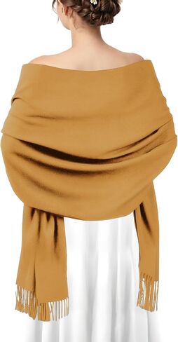 AURUZA Shawls and Wraps for Evening Dresses, Pashmina Shawls for Wedding Party, Softable Shawl Wraps Scarf for Women, Large Winter Scarves for Gift Travel Office Skiing Causal Life White in Saudi Arabia