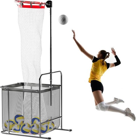 Pro Volleyball Setter Training Equipment Volleyball Setting Trainer Practice Net with 2 Target Hoop Size & 6 Angles & 13 Height Adjustment Ball Collection Bag Indoor Outdoor Practice in Saudi Arabia