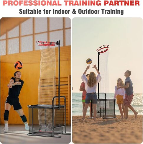 Pro Volleyball Setter Training Equipment Volleyball Setting Trainer Practice Net with 2 Target Hoop Size & 6 Angles & 13 Height Adjustment Ball Collection Bag Indoor Outdoor Practice in Saudi Arabia