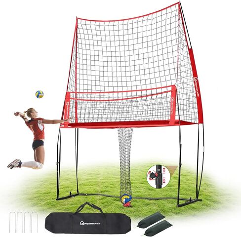 Volleyball Practice Net Station with Ball Catcher, Update Freely Height Adjustable Volleyball Training Net System for Backyard Indoor Outdoor, Serving Spiking Hitting Practice in Kuwait