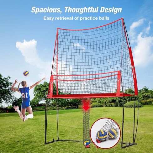 Volleyball Practice Net Station with Ball Catcher, Update Freely Height Adjustable Volleyball Training Net System for Backyard Indoor Outdoor, Serving Spiking Hitting Practice in Kuwait