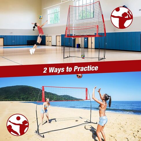 Volleyball Practice Net Station with Ball Catcher, Update Freely Height Adjustable Volleyball Training Net System for Backyard Indoor Outdoor, Serving Spiking Hitting Practice in Kuwait