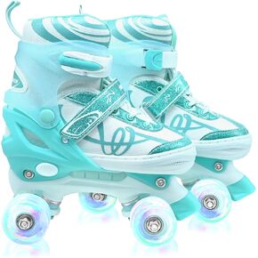 Kids Roller Skates for Girls Boys-SMOOJOY Outdoor Musical Note Pattern Roller Skates with Light Up Wheels, 4 Size Adjustable Rollerskates for Kids Ages 3-12 Birthday Gift patines para niñas in Saudi Arabia