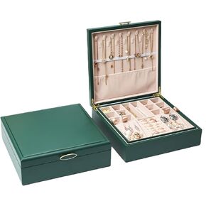 منظم المجوهرات الصغيرة للنساء ، صندوق مجوهرات سفر ثنائي الطبقات مع حالة محمولة ، تخزين حلقة قلادة للفتيات ، هدايا المراهقين (أسود) in Kuwait