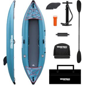 PVC Inflatable Kayak with Drop Stitch Floor, Recreational Touring Kayak with Kayak Paddle, Hand Pump and Carrying Bag, 1-2 Person in Kuwait
