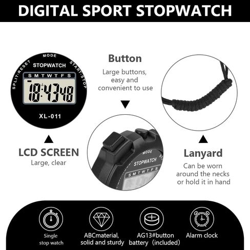 Vicloon Digital Simplowwatch - عرض كبير ، تقسيم لفة مفرد ، تاريخ إنذار على مدار الساعة 12/24 ساعة للمدربين ، تدريب الأطفال ، السباحة ، الجري (Orange) in Kuwait