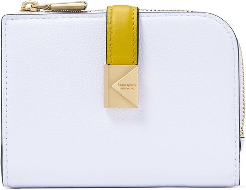 kate spade new york Deco Colorblocked Pebbled Leather Small Compact Wallet, Pastry Pink Multi in Saudi Arabia