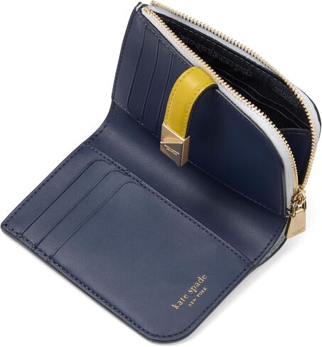 kate spade new york Deco Colorblocked Pebbled Leather Small Compact Wallet, Pastry Pink Multi in Saudi Arabia