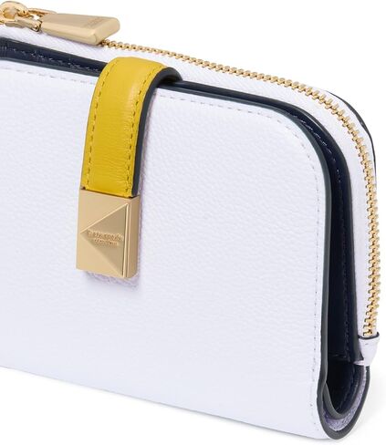 kate spade new york Deco Colorblocked Pebbled Leather Small Compact Wallet, Pastry Pink Multi in Saudi Arabia