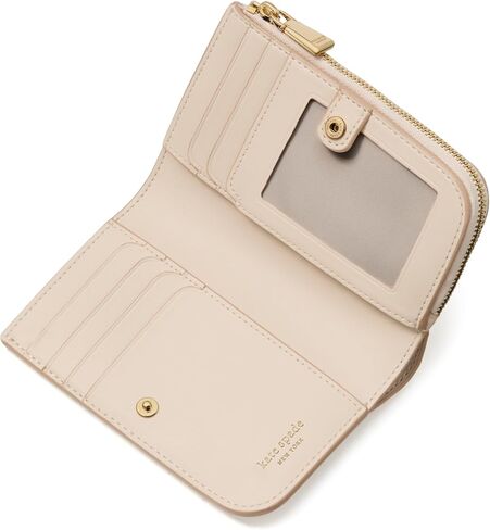 kate spade new york Deco Colorblocked Pebbled Leather Small Compact Wallet, Pastry Pink Multi in Kuwait