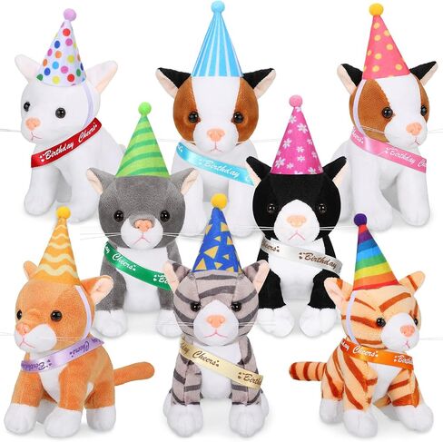 Sumind 8 pcs plush pets 5 inctive حيوانات محشوة بشكل كبير لطيف قطط قطط متنوعة حيوانات الحصان للتخرج هالوين حفلة الحيوانات الأليفة تفضل ديكور اللوازم (قطة الشعر الطويلة) in Saudi Arabia