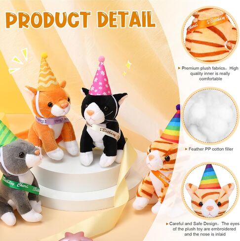 Sumind 8 pcs plush pets 5 inctive حيوانات محشوة بشكل كبير لطيف قطط قطط متنوعة حيوانات الحصان للتخرج هالوين حفلة الحيوانات الأليفة تفضل ديكور اللوازم (قطة الشعر الطويلة) in Saudi Arabia