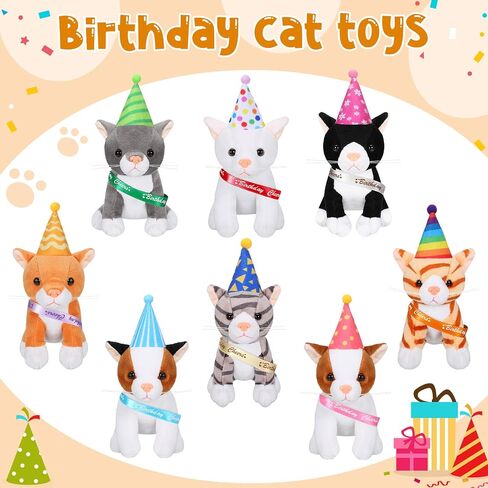 Sumind 8 pcs plush pets 5 inctive حيوانات محشوة بشكل كبير لطيف قطط قطط متنوعة حيوانات الحصان للتخرج هالوين حفلة الحيوانات الأليفة تفضل ديكور اللوازم (قطة الشعر الطويلة) in Saudi Arabia