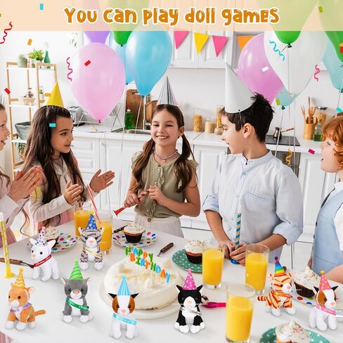 Sumind 8 pcs plush pets 5 inctive حيوانات محشوة بشكل كبير لطيف قطط قطط متنوعة حيوانات الحصان للتخرج هالوين حفلة الحيوانات الأليفة تفضل ديكور اللوازم (قطة الشعر الطويلة) in Saudi Arabia