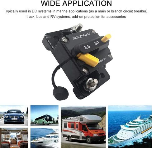 40Amp Circuit Breaker 30-300A with Manual Reset Trolling Motor Auto Car Marine Boat Bike Stereo Audio Terminal Inline Fuse Inverter for System Current Overload Protection 12V-48V DC Waterproof in Kuwait