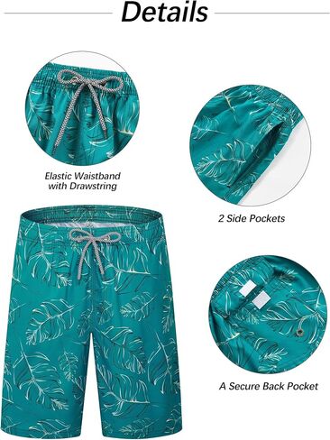 zeetoo Men's Swim Trunks Quick Dry 9" Inseam Board Shorts Mesh Lining Swimwear Bathing Suits Beach Shorts in Kuwait