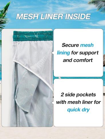 zeetoo Men's Swim Trunks Quick Dry 9" Inseam Board Shorts Mesh Lining Swimwear Bathing Suits Beach Shorts in Kuwait