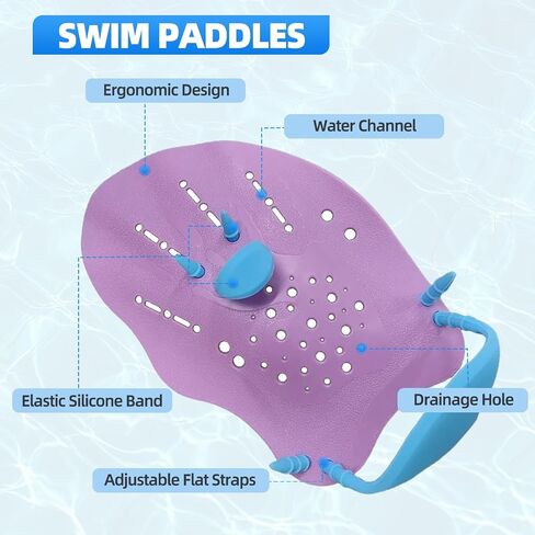 UCEDER 2pcs Swim Hand Paddles for Lap Swimming Training, Adjustable Elastic Straps Swim Gear for Adults & Kids - Improves Speed, Form & Stroke Technique in Saudi Arabia