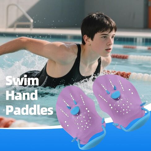 UCEDER 2pcs Swim Hand Paddles for Lap Swimming Training, Adjustable Elastic Straps Swim Gear for Adults & Kids - Improves Speed, Form & Stroke Technique in Saudi Arabia