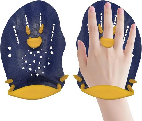 UCEDER 2pcs Swim Hand Paddles for Lap Swimming Training, Adjustable Elastic Straps Swim Gear for Adults & Kids - Improves Speed, Form & Stroke Technique in Saudi Arabia