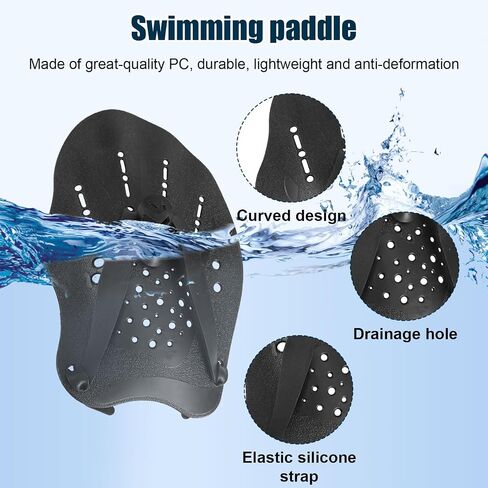 2pcs Swim Paddles Hand, Hand Paddles for Lap Swimming Training Equipment with Adjustable Straps Swim Gear for Women Men Children Improves Speed and Form in Saudi Arabia