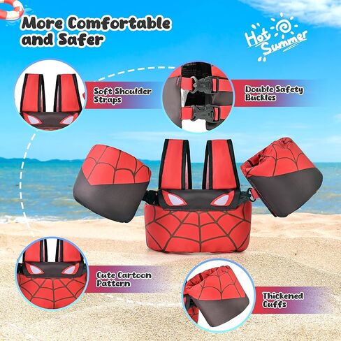 Nemone Toddler Swim Vest for 22-70 lbs Kids Floaties Swim Jacket with Arm Water Wings for Girls Boys 1 2 3 4 5 6 7 Years Old Beach Pool 20 30 40 50 60 66 Pounds Puddle Jumper in Kuwait