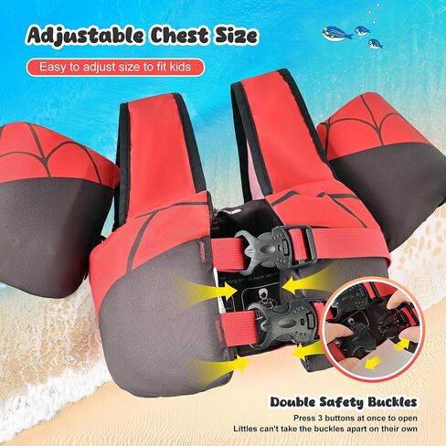 Nemone Toddler Swim Vest for 22-70 lbs Kids Floaties Swim Jacket with Arm Water Wings for Girls Boys 1 2 3 4 5 6 7 Years Old Beach Pool 20 30 40 50 60 66 Pounds Puddle Jumper in Kuwait