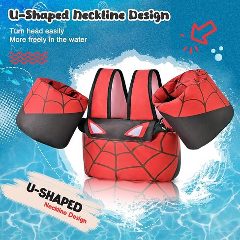 Nemone Toddler Swim Vest for 22-70 lbs Kids Floaties Swim Jacket with Arm Water Wings for Girls Boys 1 2 3 4 5 6 7 Years Old Beach Pool 20 30 40 50 60 66 Pounds Puddle Jumper in Kuwait