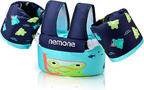 Nemone Toddler Swim Vest for 22-70 lbs Kids Floaties Swim Jacket with Arm Water Wings for Girls Boys 1 2 3 4 5 6 7 Years Old Beach Pool 20 30 40 50 60 66 Pounds Puddle Jumper in Kuwait