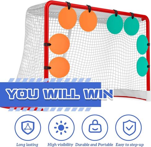 Silicone Hockey Shooting Targets Agility Shooting Goal Target Discs with Straps Set Reactive Hockey Training Equipment for Lacrosse Soccer Baseball Practice Accuracy, Orange, Green in Saudi Arabia