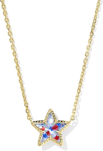 Kendra Scott Cassidy Short Pendant Necklace, 14K Gold-Plated Brass, Fashion Jewelry for Women, Red White Blue Star Illusion in Saudi Arabia