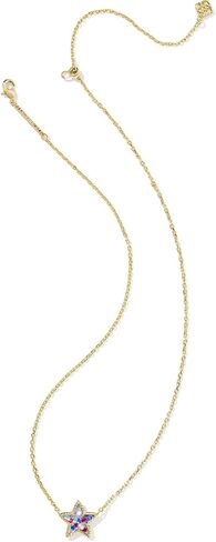 Kendra Scott Cassidy Short Pendant Necklace, 14K Gold-Plated Brass, Fashion Jewelry for Women, Red White Blue Star Illusion in Saudi Arabia