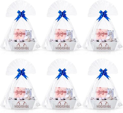 Pickmesh 6 Pack Sports Senior Night Baskets for Gifts Empty, 12x10x4 Senior 2025 Large Gift Basket Kit, 6 Cardboard Baskets with Handle 6 Plastic Bags with Bows for Sport Senior Night Gift (Softball) in Kuwait