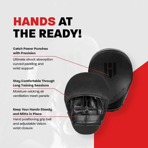 Hawk Sports Punching Mitts for Men, Women, & Kids, Leather Focus Mitts for Martial Arts & Boxing Training, Curved Punch Mitts for Karate, Kickboxing, Krav MAGA, Muay Thai & Taekwondo in Kuwait