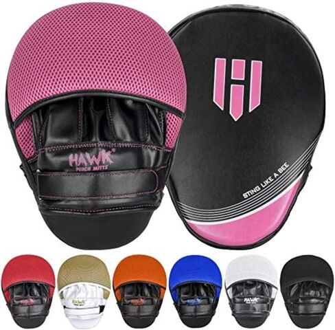 Hawk Sports Punching Mitts for Men, Women, & Kids, Leather Focus Mitts for Martial Arts & Boxing Training, Curved Punch Mitts for Karate, Kickboxing, Krav MAGA, Muay Thai & Taekwondo in Kuwait