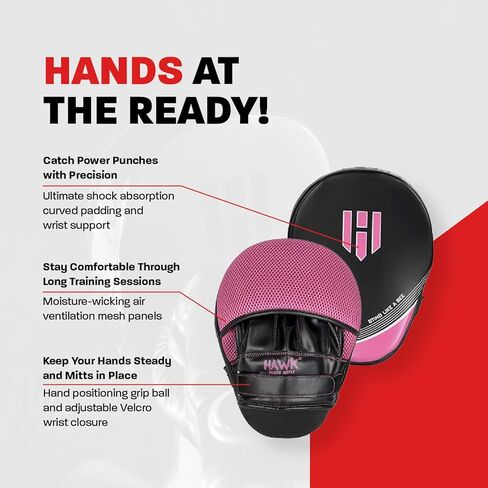 Hawk Sports Punching Mitts for Men, Women, & Kids, Leather Focus Mitts for Martial Arts & Boxing Training, Curved Punch Mitts for Karate, Kickboxing, Krav MAGA, Muay Thai & Taekwondo in Kuwait