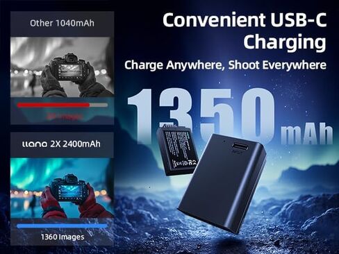 llano EN-EL25 Battery 1350mAh USB-C Fast Charging Camera Batteries, Compatible with Nikon Z30, Z50, Z fc Camera - Black in Saudi Arabia