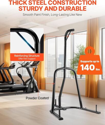 VEVOR Punching Bag Stand, Steel Heavy Duty Workout Training Equipment, Adjustable Height Boxing Punching Stand with Weighted Base, Holds Up to 140 lbs, Freestanding Sandbag Rack for Home Gym Fitness in Kuwait