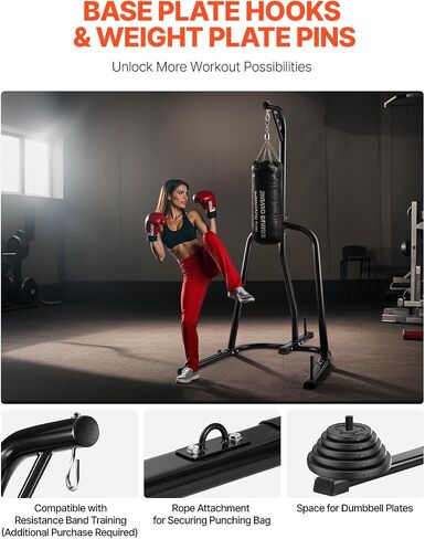 VEVOR Punching Bag Stand, Steel Heavy Duty Workout Training Equipment, Adjustable Height Boxing Punching Stand with Weighted Base, Holds Up to 140 lbs, Freestanding Sandbag Rack for Home Gym Fitness in Kuwait