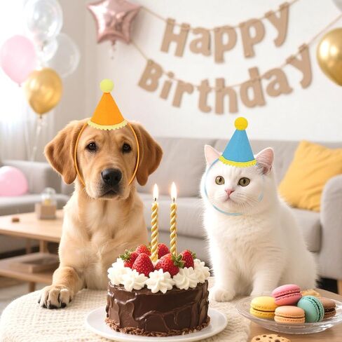 12pcs قبعات الحفلات الصغيرة للحيوانات المحشوة ، حزب عيد الميلاد مخروط القبعات دمى الكلب كات أرنب الجراء متنوعة زينة عيد ميلاد الحيوان in Kuwait