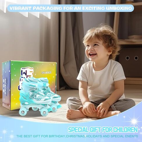 Kids Roller Skates for Girls Boys-SMOOJOY Outdoor Musical Note Pattern Roller Skates with Light Up Wheels, 4 Size Adjustable Rollerskates for Kids Ages 3-12 Birthday Gift patines para niñas in Saudi Arabia