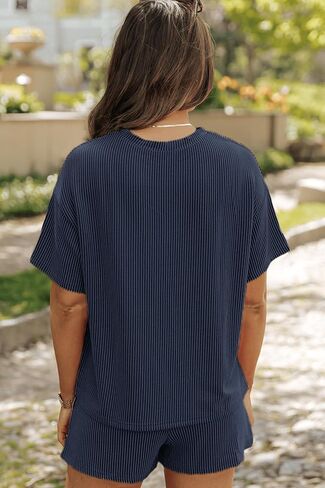نساء Pajama مجموعات 2 قطعة PJS Sleepwear ناعمة مريحة الأكمام قصيرة الأكمام وسراويل القصيرة صالة مجموعة ملابس صالة in Kuwait
