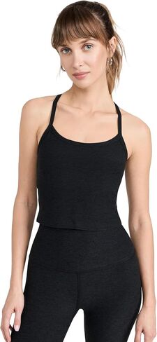 Beyond Yoga Women's Spacedye Slim Racerback Cropped Tank Deep Aqua Heather Small in Saudi Arabia