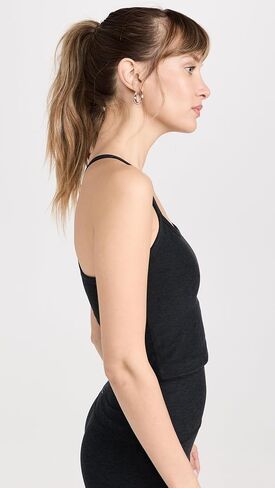 Beyond Yoga Women's Spacedye Slim Racerback Cropped Tank Deep Aqua Heather Small in Saudi Arabia