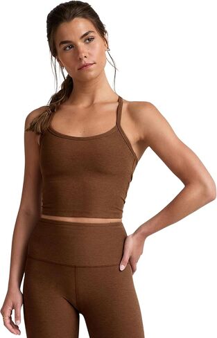 Beyond Yoga Women's Spacedye Slim Racerback Cropped Tank Deep Aqua Heather Small in Saudi Arabia