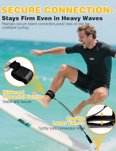 Mellbree Surfboard Leash ، 2Pack 10 أقدام من لوحة الرقص الخالية من التشابك لوكس ل SUPS ، لوحات مجداف 7 مم مكسور مع كفة الكاحل المريحة المصاحبة للتصفح للتصفح أكثر أمانًا in Kuwait