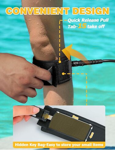 Mellbree Surfboard Leash ، 2Pack 10 أقدام من لوحة الرقص الخالية من التشابك لوكس ل SUPS ، لوحات مجداف 7 مم مكسور مع كفة الكاحل المريحة المصاحبة للتصفح للتصفح أكثر أمانًا in Kuwait
