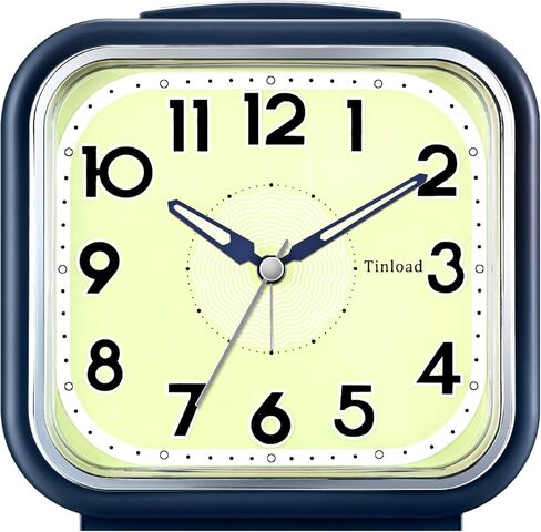 5.5" Extra Large Analog Alarm Clock Silent Non Ticking, Glow in Dark dial, Gentle Wake, Beep Sounds, Increasing Volume, Battery Operated Snooze and Manual Light, Easy Set (Best for Elder) in Kuwait