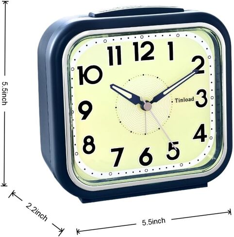 5.5" Extra Large Analog Alarm Clock Silent Non Ticking, Glow in Dark dial, Gentle Wake, Beep Sounds, Increasing Volume, Battery Operated Snooze and Manual Light, Easy Set (Best for Elder) in Kuwait